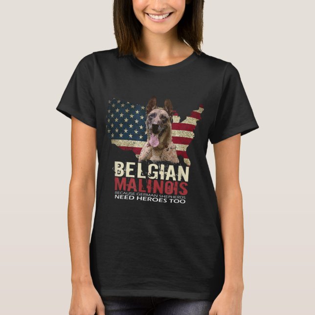 Doggie USA Hundägare USA Älskare belgisk Malinois  T Shirt (Framsida)