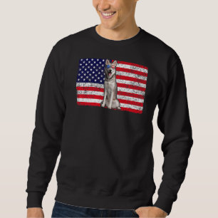 Doggie Usa Hundägare Usa Siberian husky USA flagga Lång Ärmad Tröja