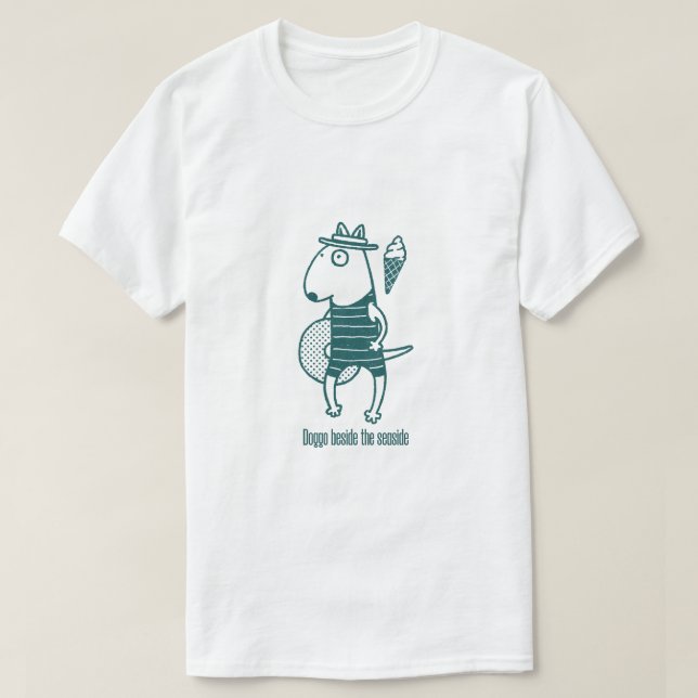 Doggo beside the seaside: Green T Shirt (Design framsida)