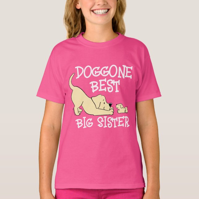 Doggo Best Big Sister Cute Matching Syskon T Shirt (Framsida)