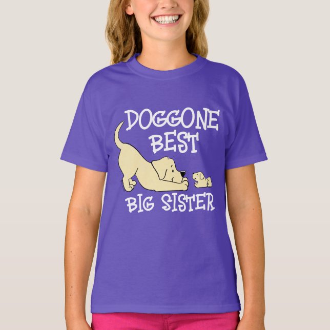 Doggo Best Big Sister Cute Matching Syskon T Shirt (Framsida)