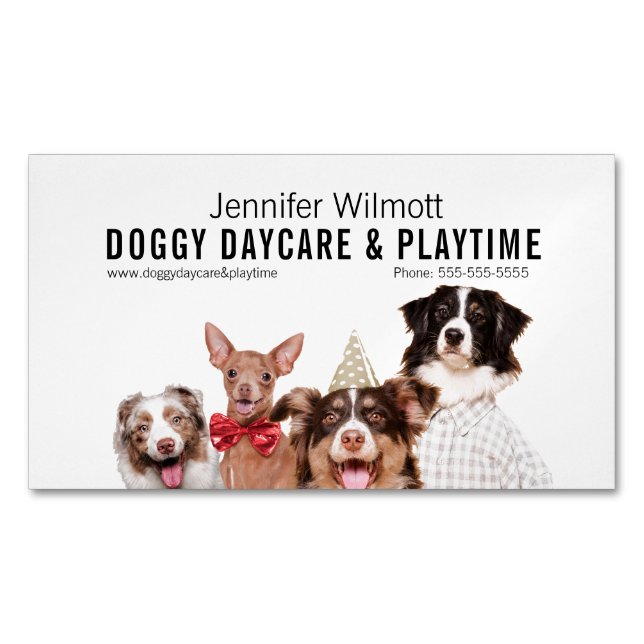 Doggy Daycare Magnetiska Visitkort (Framsida)