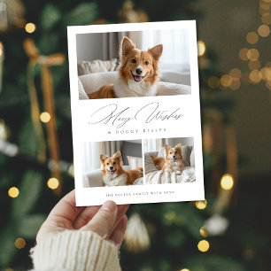 Doggy Kisses Rolig hund 3 Photo Modern jul Julkort