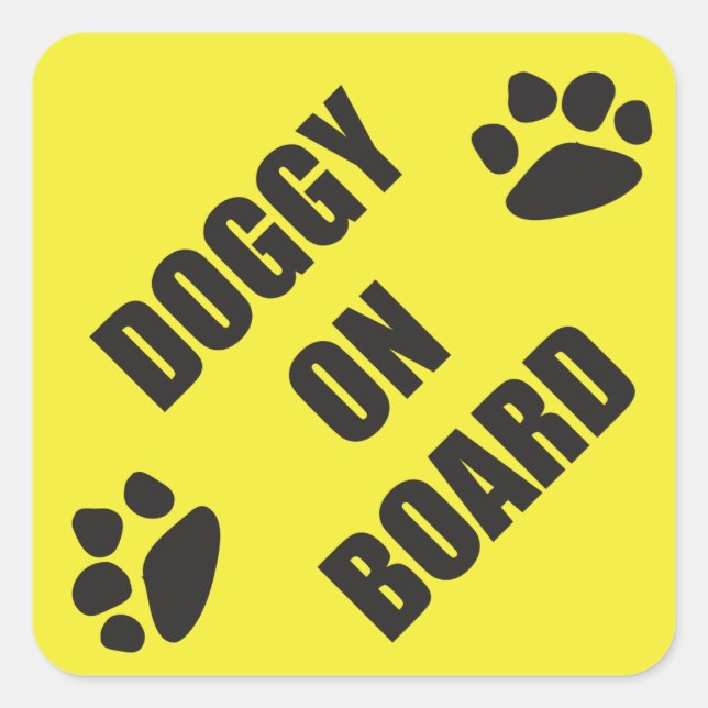 Doggy on Board Sticker Fyrkantigt Klistermärke (Framsida)