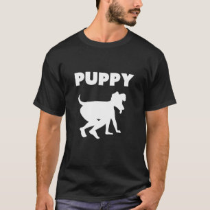 Doggy spelar en mänsklig marionett för en mänsklig t shirt