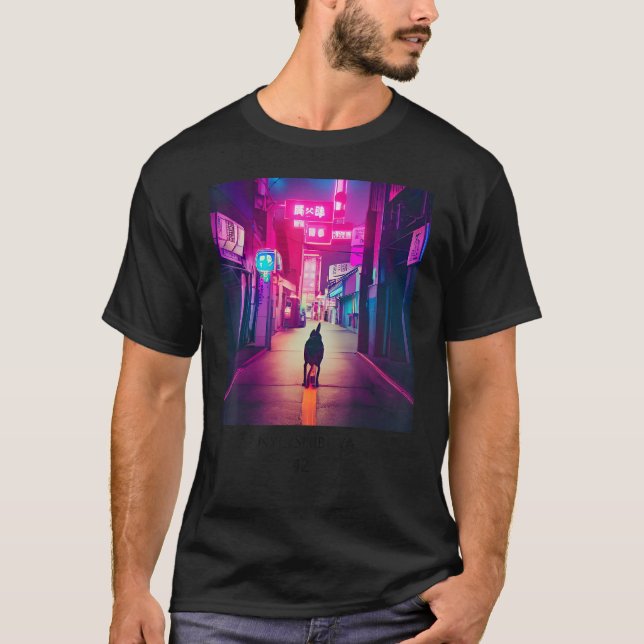 Doggy Stil Outfit Synthwave Vaporwave T Shirt (Framsida)