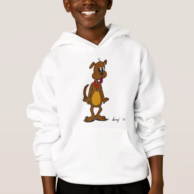 Doggy Toon Kids Hooded Sweatshirt T Shirt (Framsida)