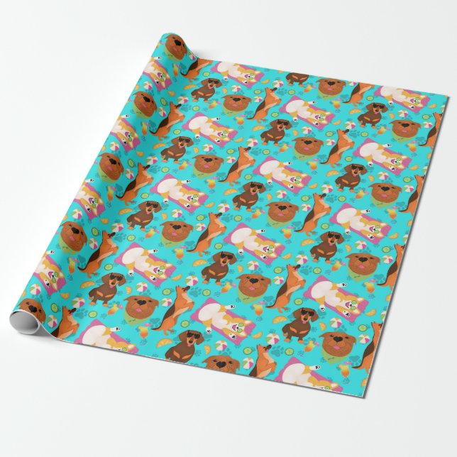 Doggy Vacation Presentpapper (Utrullad)