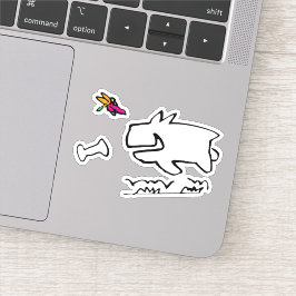 Doggy with DragonflyRun Doodle Klistermärken