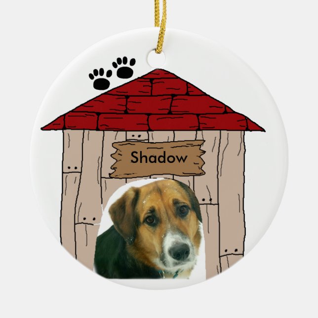 Doghouse Customized Hund Photo Keepsak Julgransprydnad Keramik (Framsidan)