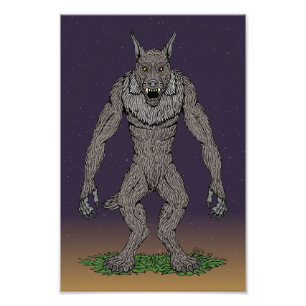 Dogman Cryptid eller Werevarg Fototryck
