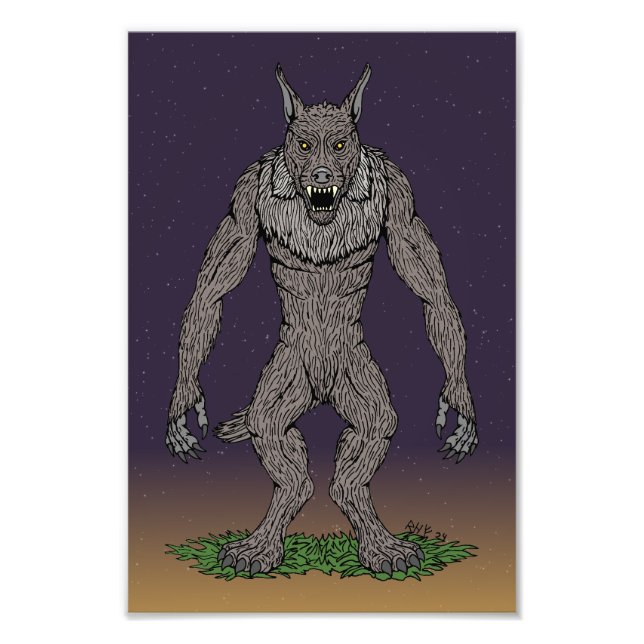 Dogman Cryptid eller Werevarg Fototryck (Framsidan)