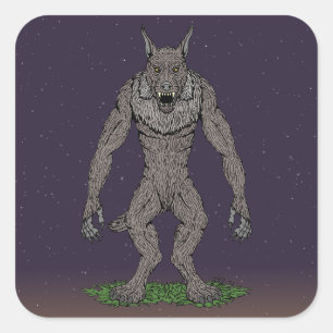 Dogman Cryptid eller Werevarg Fyrkantigt Klistermärke