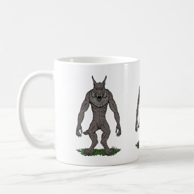 Dogman Cryptid eller Werevarg Kaffemugg (Vänster)