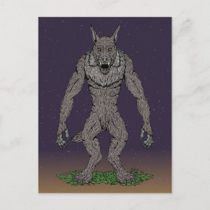 Dogman Cryptid eller Werevarg Vykort