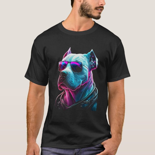 Dogo Argentino Dog owner Vaporwave Notorious DJ T Shirt (Framsida)