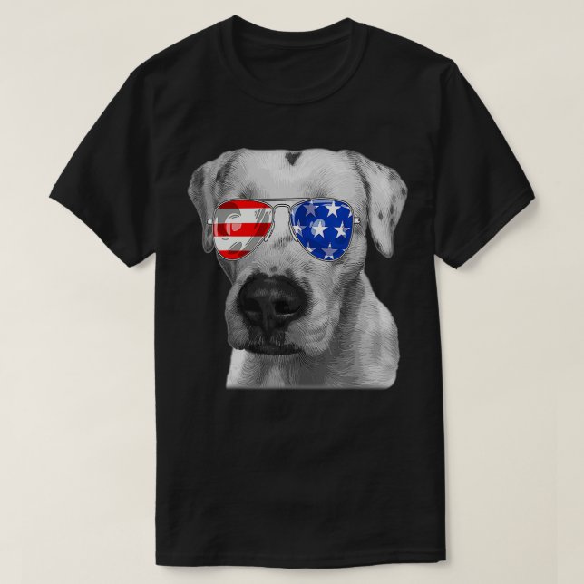Dogo argentino Dog Sunglasses Flag American 4th of T Shirt (Design framsida)