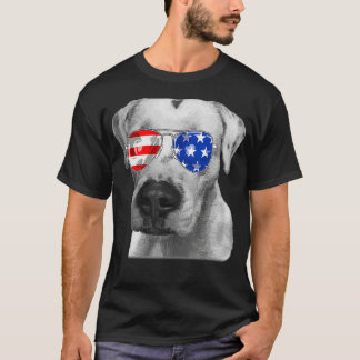 Dogo argentino Dog Sunglasses Flag American 4th of T Shirt
