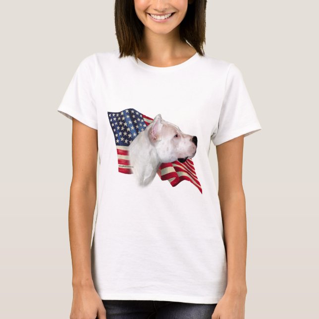 Dogo Argentino Flagga T Shirt (Framsida)