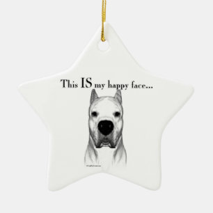 Dogo Argentino Glad Ansikte Julgransprydnad Keramik