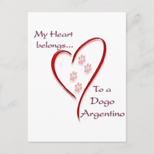 Dogo Argentino Heart-Tillhören Vykort (Framsida)