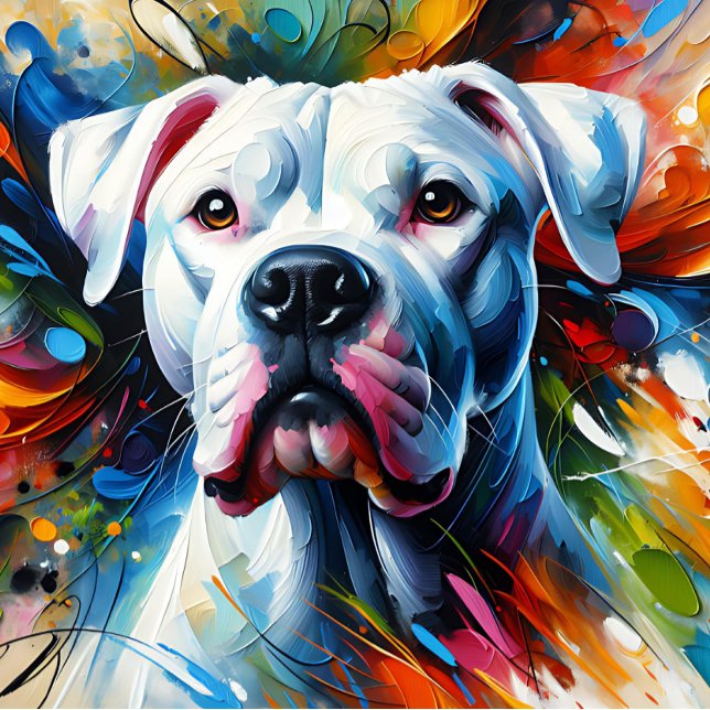 Dogo Argentino Hund Akryltryck | Färgrik Pussel (Skapare uppladdad)