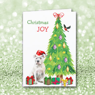 Dogo Argentino Hund, Bird och Julgran Helgkort
