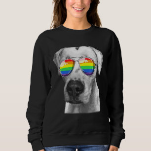Dogo Argentino Hund Gay pride Flagga Sunglasses Lg T Shirt