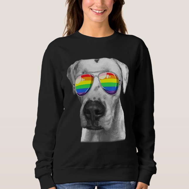 Dogo Argentino Hund Gay pride Flagga Sunglasses Lg T Shirt (Framsida)
