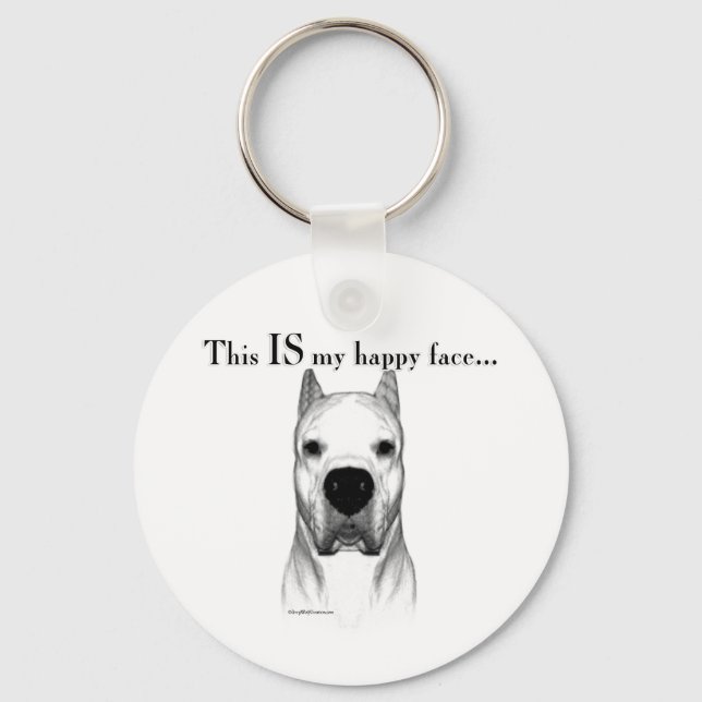 Dogo Argentino Lycklig Ansikte Nyckelring (Framsida)