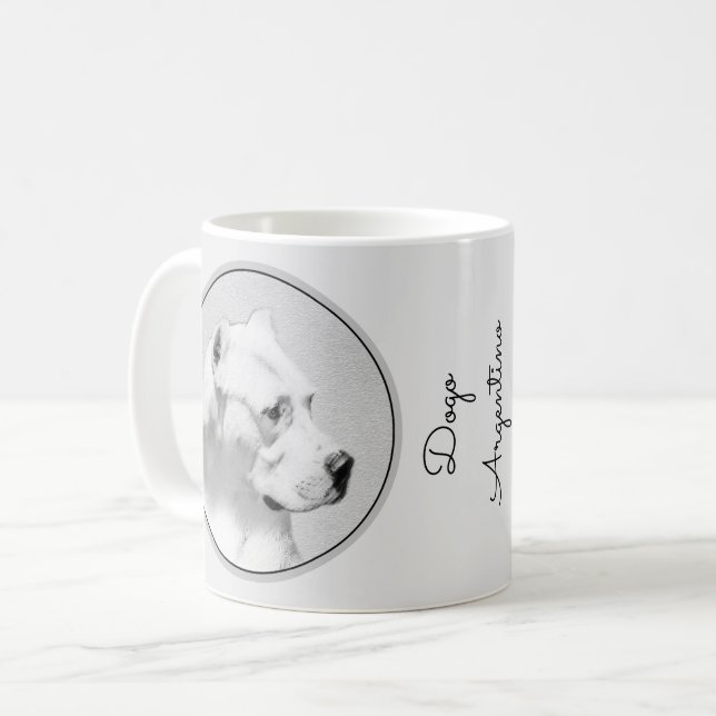 Dogo Argentino Painting - Original Hund Art Kaffemugg (Framsida vänster)