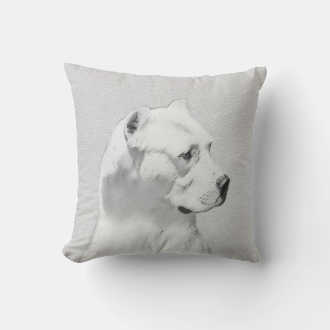 Dogo Argentino Painting - Original Hund Art Kudde (Framsida)