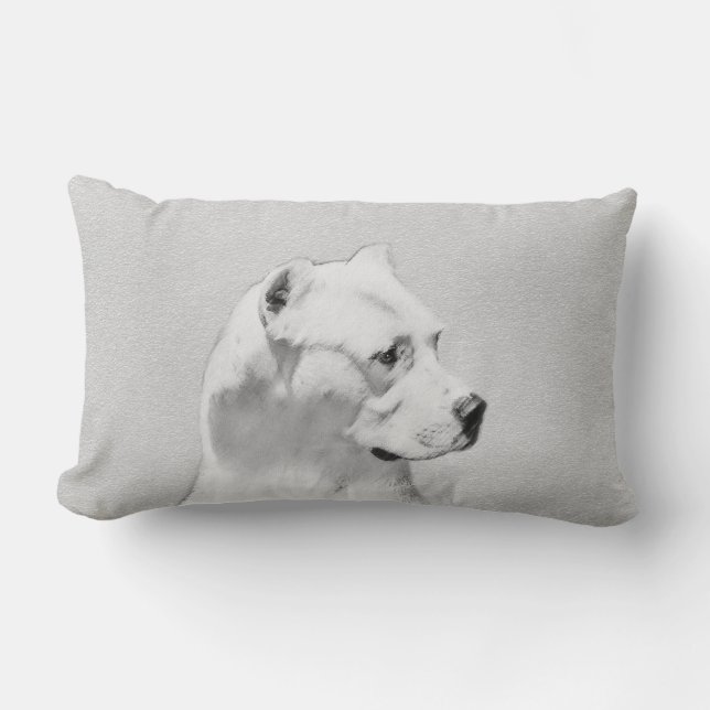 Dogo Argentino Painting - Original Hund Art Lumbarkudde (Framsida)