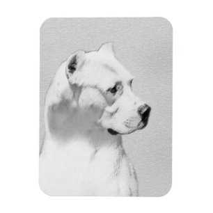 Dogo Argentino Painting - Original Hund Art Magnet