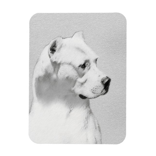 Dogo Argentino Painting - Original Hund Art Magnet (Vertikal)
