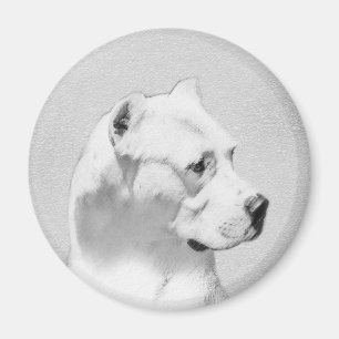 Dogo Argentino Painting - Original Hund Art Magnet
