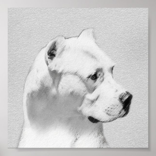 Dogo Argentino Painting - Original Hund Art Poster (Framsidan)