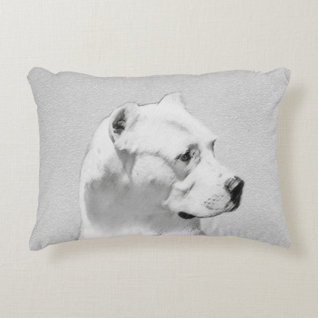 Dogo Argentino Painting - Original Hund Art Prydnadskudde (Framsidan)