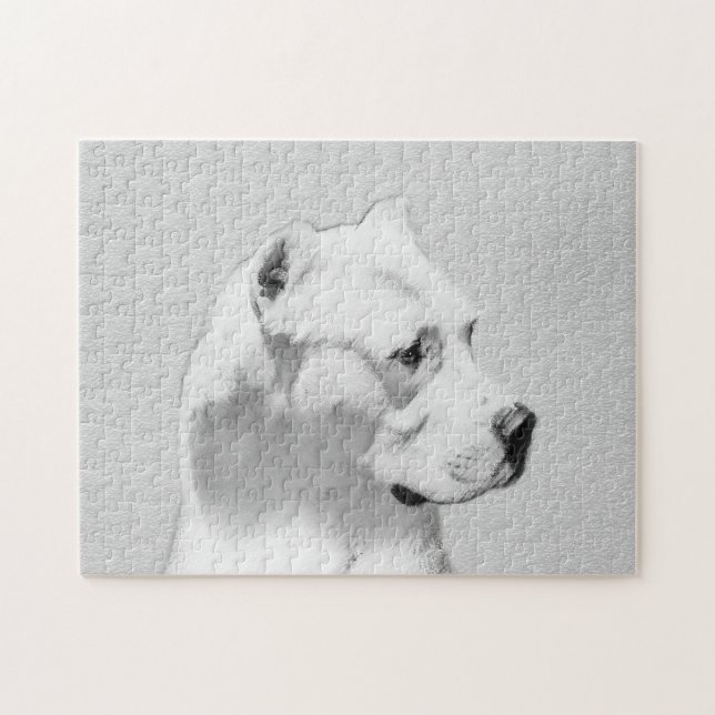 Dogo Argentino Painting - Original Hund Art Pussel (Horisontell)