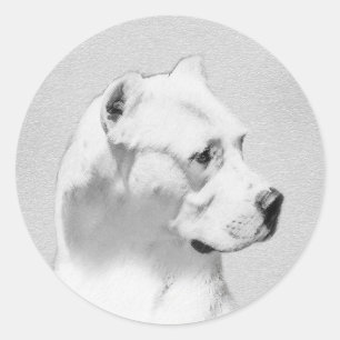 Dogo Argentino Painting - Original Hund Art Runt Klistermärke