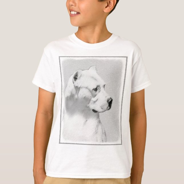 Dogo Argentino Painting - Original Hund Art T Shirt (Framsida)