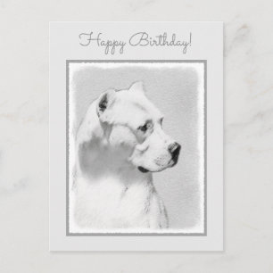 Dogo Argentino Painting - Original Hund Art Vykort