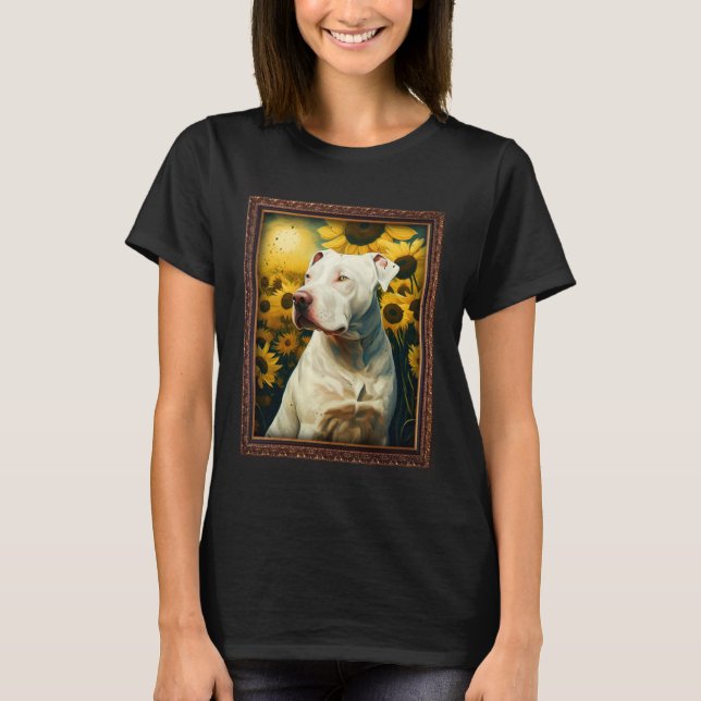 Dogo Argentino Painting Sunflower Flower Mom Women T Shirt (Framsida)