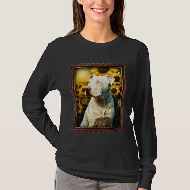 Dogo Argentino Painting Sunflower Flower Mom Women T Shirt (Framsida)