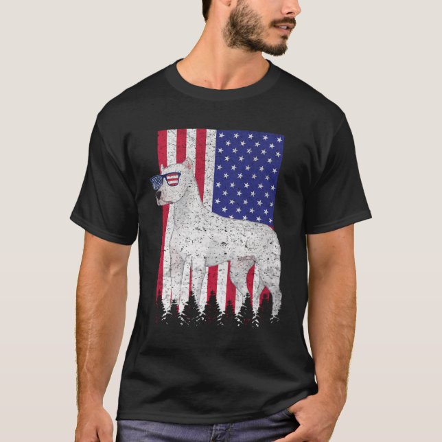 Dogo Argentino Patriotic Hund Usa Pride American F T Shirt (Framsida)