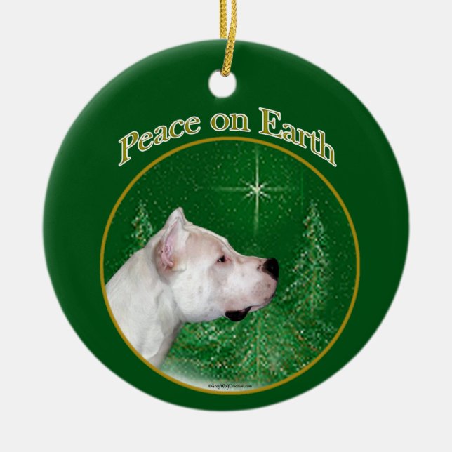 Dogo Argentino Peace Julgransprydnad Keramik (Framsidan)