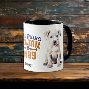 Dogo Argentino Puppy du gör mitt Svan Wag Mugg