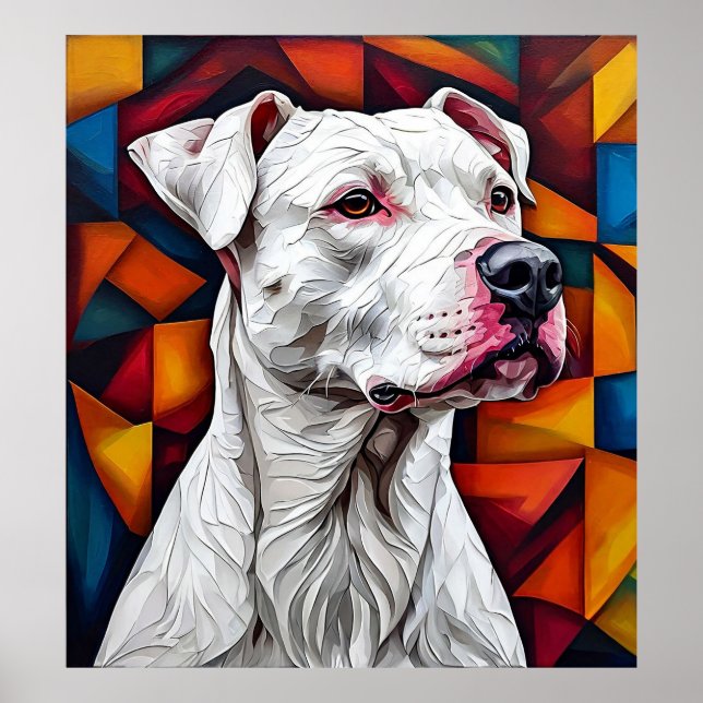 Dogo Argentino Vit Vakthund Kraftfull Ras Port Poster (Framsidan)