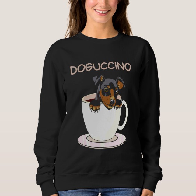Dogpuccino Pet in a coffee Cappuccino Hund Pajama T Shirt (Framsida)