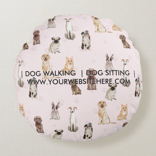 DogPuppy watercolor dogs gift for mom Rund Kudde (Framsidan)